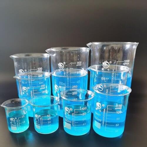 10pcs/set 25/50/100/150/200/250/300/500/800/1000ml Borosilicate Glass Beaker Low Form, High Quality Chemistry Lab Glassware
