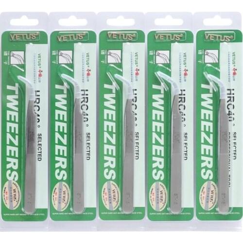 10pcs/Lot Eyelash Tweezers Stainless Steel Superhard Tweezers for Eyelash Makeup Tools ST Series