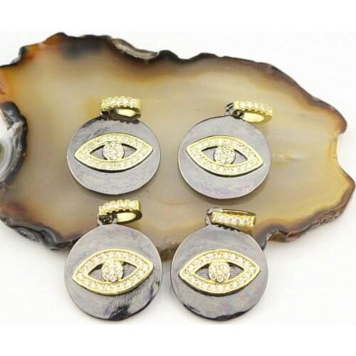 17*17mm 10pcs/lot High quality enamel/cz pendant, eye shape cubic zircon charm jewelry, exquisite bracelet/necklace component