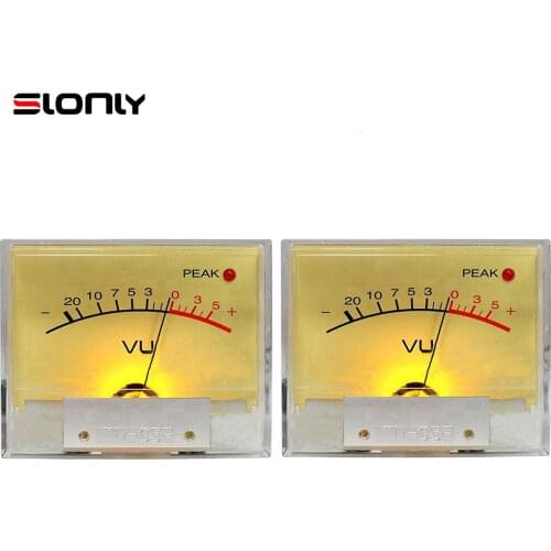 2pcs TN-65F External PEAK Lamp VU Meter Head Speaker Audio Level DB Amplifier Power Sound Pressure Meter w/Backlight