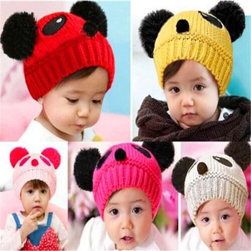 New Animal Panda Baby Hats Kids Boy Girl Crochet Beanie Hats Infants Newborn Warm Winter Cap