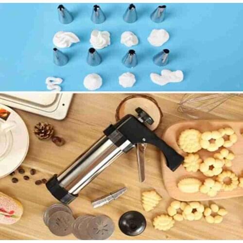 22Pcs/Set Nozzles Cookie Press Kit Biscuit Maker Cookie Gun Machine Cookie Making Cake Decoration Press Molds Pastry Piping