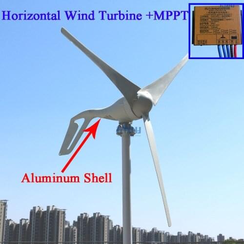 300w wind generator 48v AC with MPPT Charge controller 3 or 5 blades for streetlight garden lighting or home use efficiency