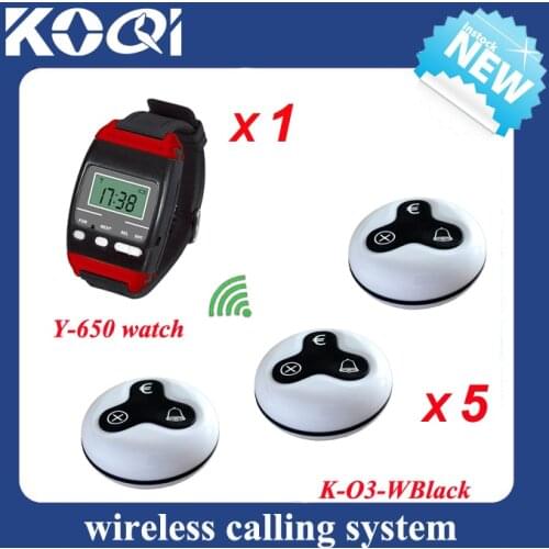 433.92mhz 5pcs K-O3 button with euro and 1pc of Y-650 used in Europe country Watch Wrist Pager Calling Bell System