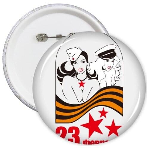 5pcs Russia Female Soldier Patten Round Pin Badge Button Badges Clothing Patche Kid Gift Brooche