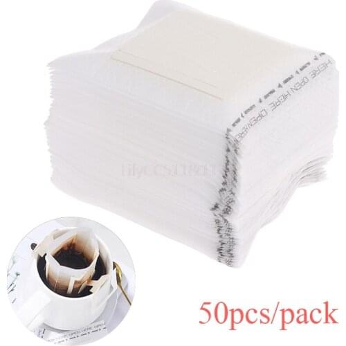 50Pcs Disposable Coffee Fliter Bags Portable Hanging Ear Style Coffee Filters