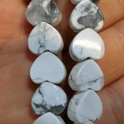 80pcs Hot Sale Love Heart Shaped White Turquoises Dalmatine Natural Quartz Stones Crystal Loose Beads for Jewelry Making Free