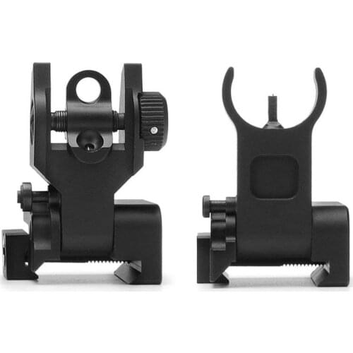 Aluminum Folding Flip Up Backup Iron Sights Set Front Rear Picatinny Rail For All M4/M16 & AR-Series W/ Standard 20mm Scope