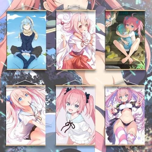 Anime Poster Wall Home Decoration Prints Home Decoration with Solid Wood Hanging Scroll That Time I Got Reincarnated as a Slime