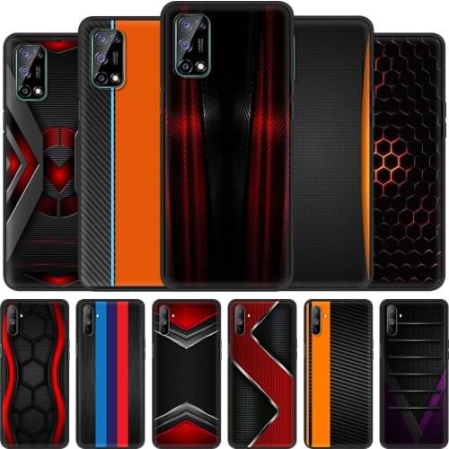 Car Carbon Cibre Print Phone Case for Realme C3 C11 C20 5 6 7 Pro 7i XT X50 V3 V5 V15 5G Q2i Soft TPU Cover Back Coque Shell Bag