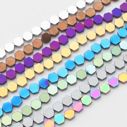 Free shipping ,Natural Hematite Hexagonal Plate beads , For DIY Necklace Bracelat Jewelry Making
