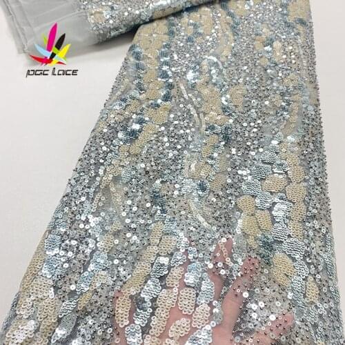 Sequin Beads Lace Fabric Dubai Nigerian Latest African Styles Sequence Tulle Good Quality 2021