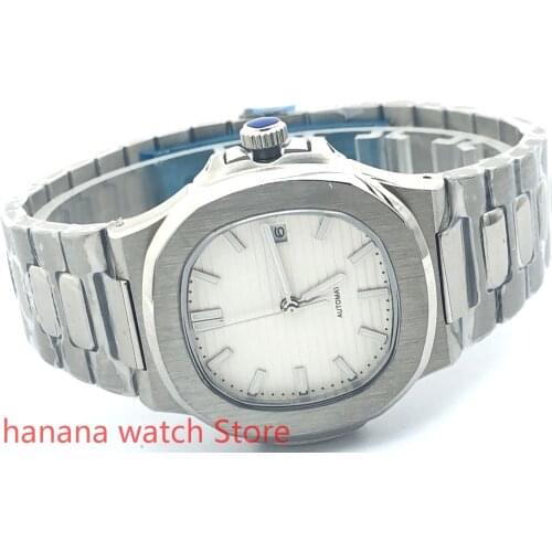 NO BLIGER LOGO 904L stainless steel bracelet watch mens sports and leisure waterproof mens watch mechanical clock white dial