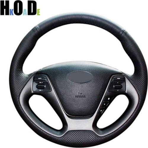 DIY Black Artificial Leather Car Steering Wheel Cover for Kia K3 2013 K3S 2014 K2 Rio 2015 2016 Ceed 2012-2017 Cerato 2013-2017
