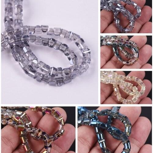 4mm 6mm Part Cylinder Faceted Crystal Glass Loose Craft Spacer Beads For Jewelry Making DIY