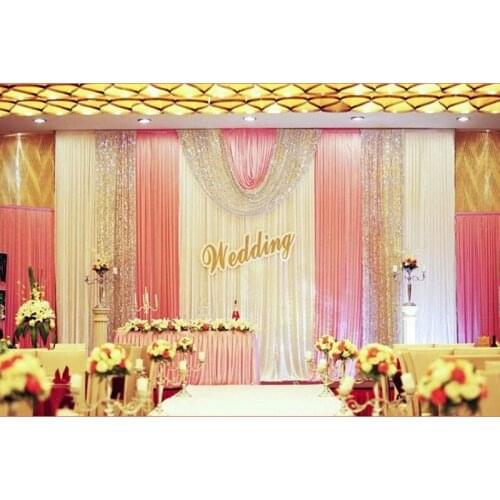 DHL Ice Silk Sequins Wedding Backdrop 3X6M Wedding Background Curtain Stage Backdround Curtain Wedding Decoration High Qaulity