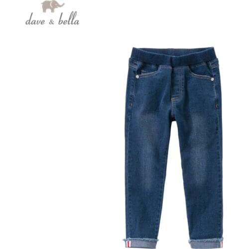 DKM16110 dave bella autumn 5Y-13Y kids girls fashion solid pockets pants children boutique casual full-length pants