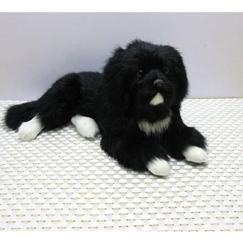 Dorimytrader cute lifelike animal black dog plush toy realistic dogs decoration gift 30x17x13cm 2 Models DY80006