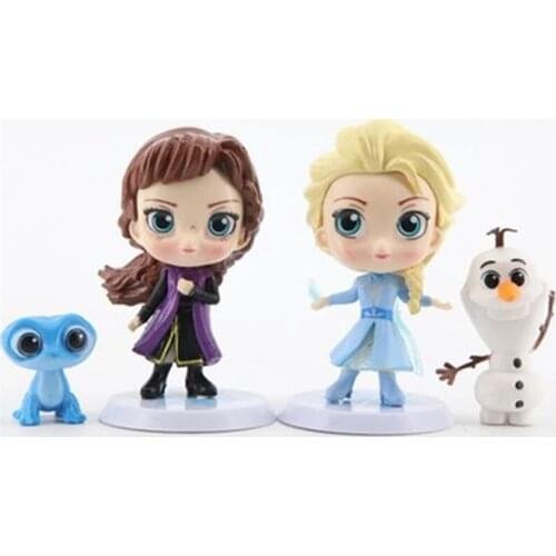 Frozen2 Snow Queen Elsa Anna Action Figures Olaf Kristoff Sven Anime Dolls Figurines Kids Toys For Children Gifts PVC 4Pcs/set