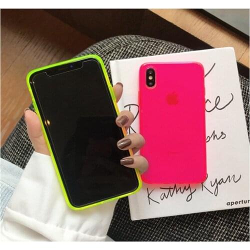 For iphone 11 Pro Max XR XS Max 7 8 plus SE Fashion Fluorescent Phone Case Back Cover luxury Transparent Soft case Anti-fall