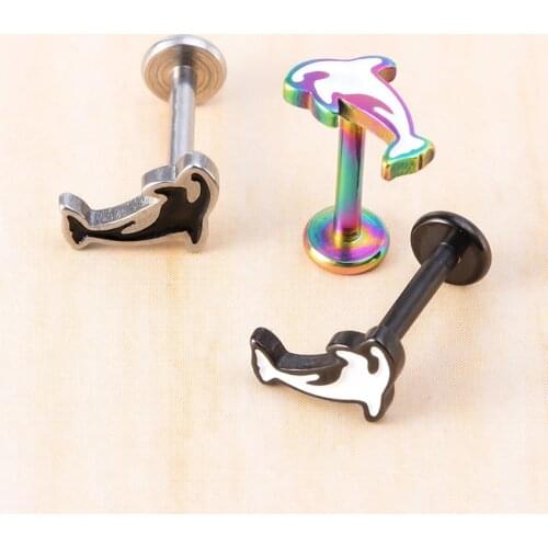 1PC Animal Labret Lip Ring Stainless Steel Tragus Cartilage Earring Monroe Ear Lip Stud Bar Helix Body Piercing Jewelry Gift 16G