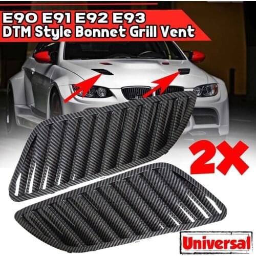 Car Front Grill Hood Cover, Carbon Fiber Bonnet Grill Air Outlet Vent Cover Trim For-BMW E90 E91 E92 F30 E46 DTM Style