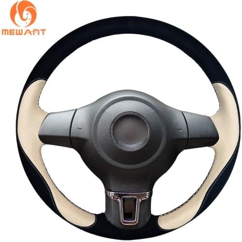 MEWANT Black Artificial Leather Suede Steering Wheel Cover for Volkswagen VW Golf 6 VI Golf Plus Polo Tiguan Touran Caddy