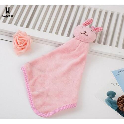 Cute Baby Hand Towel Cartoon Animal Rabbit Plush Kitchen Soft Hanging Bath Wipe Towel Bathing Towels Accessories