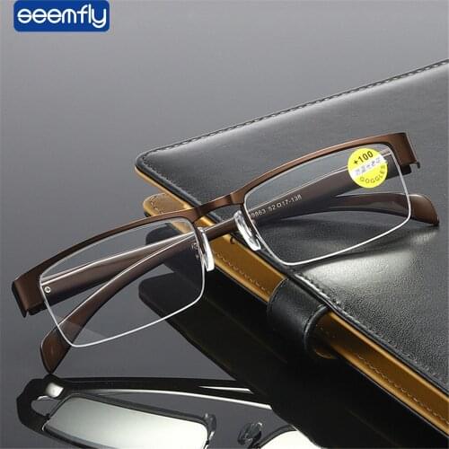 Seemfly Alloy Square Reading Glasses Female Men Anti-blue Light Far Eyeglasses Optical Clear Lens Presbyopia Eyewear +1.0 +1.5