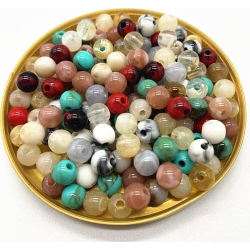 Wholesale 8 10 12 14mm Round Acrylic Beads Spacer Loose Beads For Jewelry Making DIY Bracelet Necklace#QG09