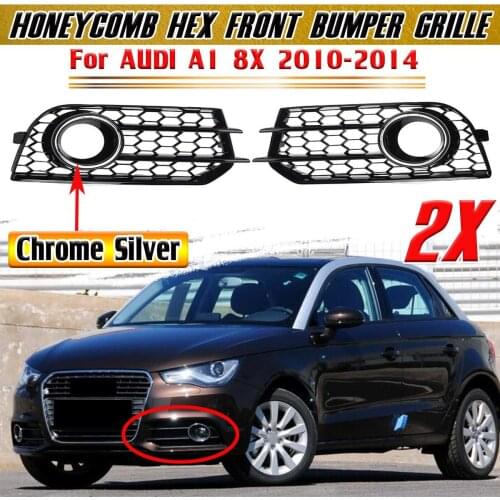Pair 8X Front Bumper Fog Lamp Surround Grill Protector For AUDI A1 8X 2010-2014 Lower Bumper Fog Light Grille Cover 8X0807681A