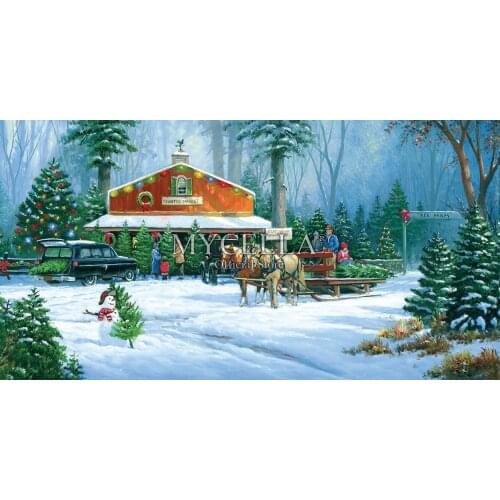 Landscape 5D Diy Diamond Painting Cross Stitch Diamond Embroidery Carriage Winter Christmas Gifts Crafts Mosaic Home Decor