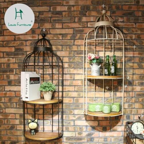 Louis Fashion Plant Shelves Simple Creative Bird Cage Rack American Style Cafe Shop Bar Wall Decoration