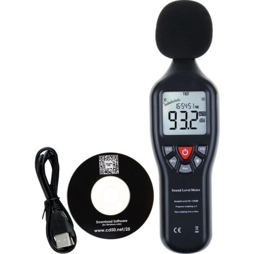 Professional Compact Sound Level Meter with Data Record Function 30dB-130dB High Accuracy Measuring with Backlit Display