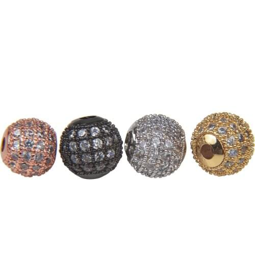 DIY Clear CZ Spacer Beads 8mm 10mm Copper Crystal Round Beads for Jewelry Making Bracelet Findings