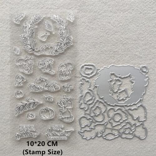 2021 New Squirrel Leaves Clear Stamps and Metal Cutting Dies DIY Scrapbooking Embossing Album Seal Template Punch Stencils