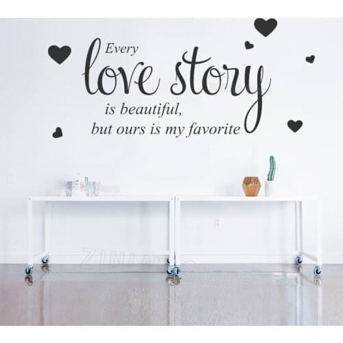 Romantic Love Quotes Wall Decal Bedroom Every Love Story Wall Quote Stickers Home Decor Living Room Words Decals Wallpaper Z688