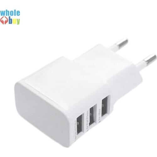 US EU Plug 3 Ports USB Wall Travel Charger Adapter for Samsung Galaxy IOS Android Smartphone wholesale 50pcs/lot