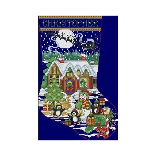 Snowman and Penguin Christmas Counted Cross Stitch 11CT 14CT 18CT DIY Chinese Cross Stitch Kits Embroidery Needlework Sets