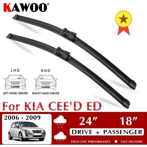 KAWOO Wiper Front Car Wiper Blades For KIA CEE'D ED 2006-2009 Windshield Windscreen Front Window Accessories 24"+18" LHD RHD