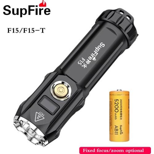 SupFire F15-T mini zoom LED flashlight P90 strong light USB charging 26650 small super bright portable lamp