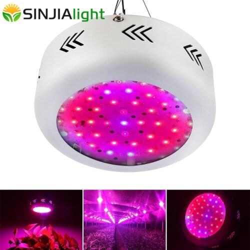 150W UFO LED Grow Light Full Spectrum 50LEDs Red+Blue+White+IR+UV Phyto Lamp for Flowers Seedlings Grow Tent Indoor Plants