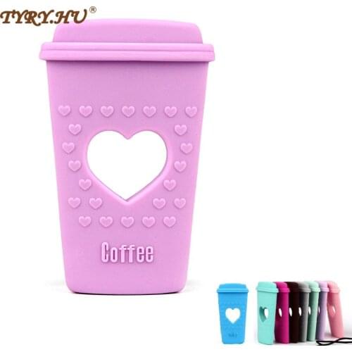 TYRY.HU Coffee Cup Silicone Teether BPA Free Silicone Baby Teething Beads DIY Baby Teeth Toy Gift