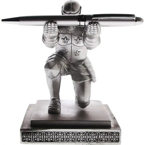 Vintage decorative pen holder Cool Classic Resin Knight-Kneeling Pen Holder & Pen Stand for School Stationery & Office Supply