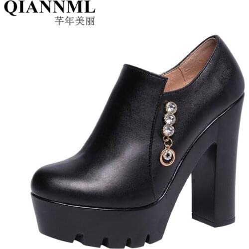 Big Size Block Heels Rhinestone Gladiator Deep Pumps Womens Platform Shoes 2020 Spring High Heel Shoes Ladies Formal Party Shoe