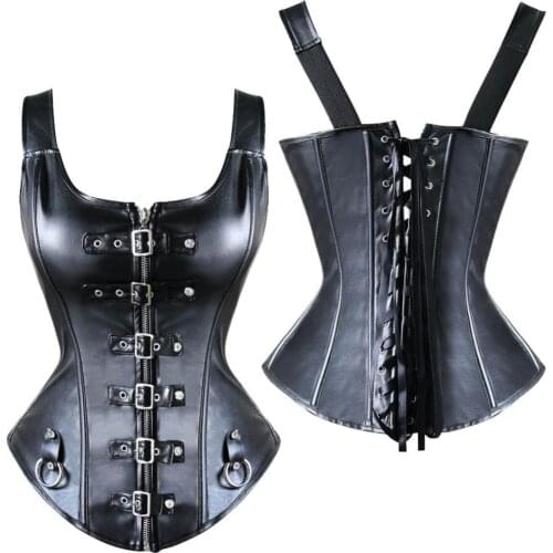Women Sexy Tight Faux Leather Harness Court Corset Body Shape Belt Bustiers Shapewear