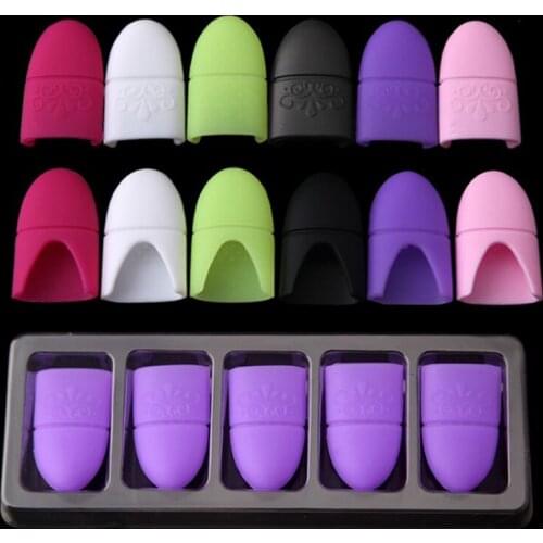 Hot Sell Nails Tools 1set(5pcs/set) Soft Silicone Nail Art Soak Off Cap UV Gel Polish Remover Wrap Tool Six Colors To Choose