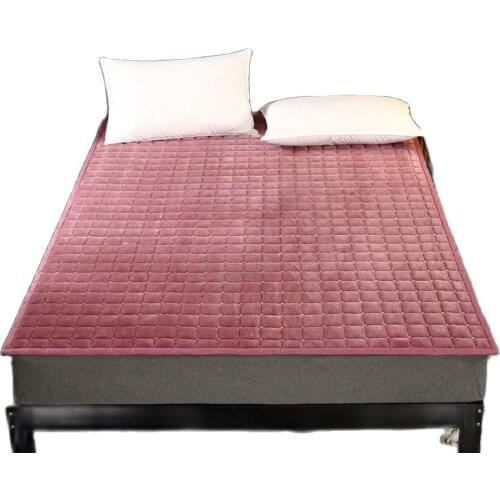 1Pc Soft Mattress With Elastic Band Quilted Flannel Mattress Pad Warm Velvet Solid Camel Grey Autumn Winter Hotel Textile