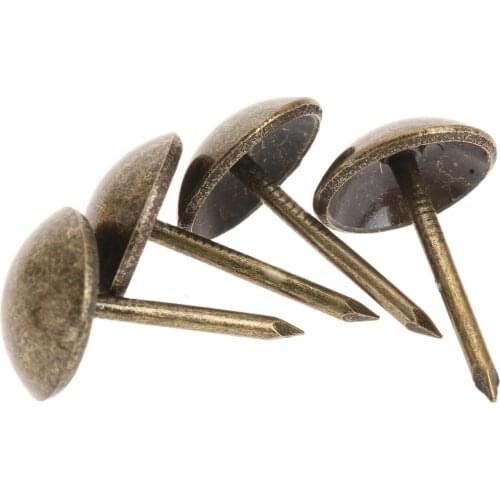 100Pcs Iron tachas Furnitures Upholstery Tacks Stud Antique Wooden Jewelry Box Hardware Decorative Nails Bronze 11x17mm