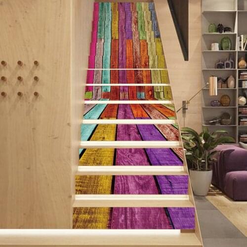 Colomac 3d 13pcs waterproof stair floor stickers renovation forest pattern living room DIY home decor poster stairway stickers